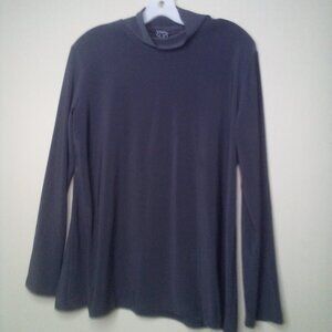Ciara Sun Woo Shirt L Long Sleeve Soft Stretch Turtle Neck Performance Gray